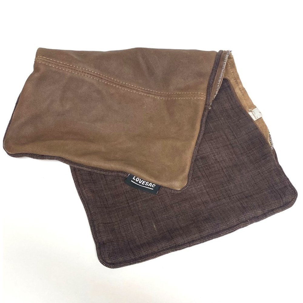 Lovesac brown‎ pillow case cover (needs new zipper) leather/polyester